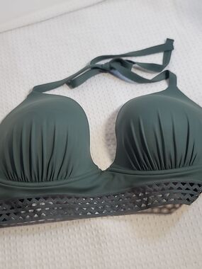 Ruched Halter Bra Top in Deep Teal Green